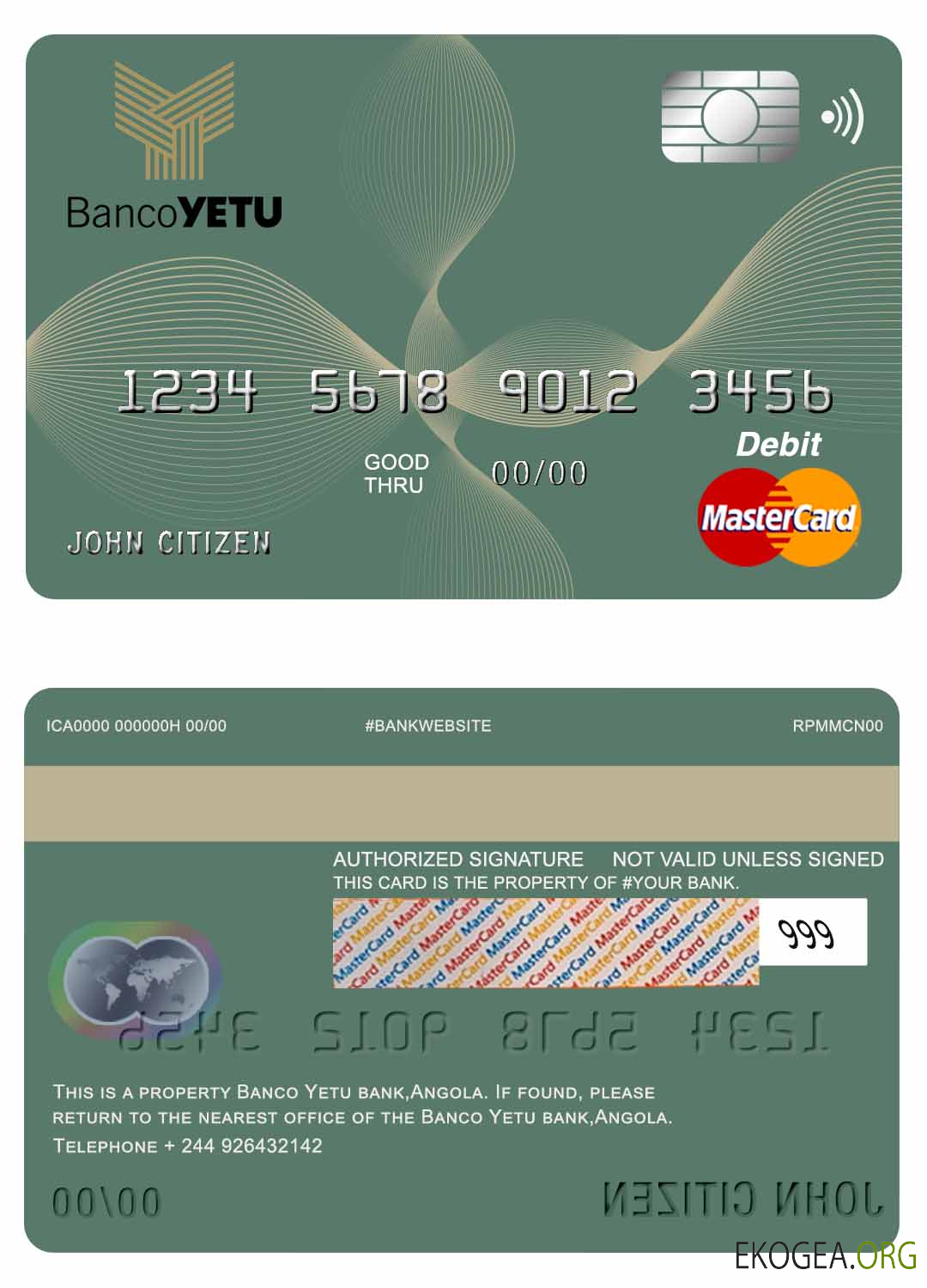 Carte de débit principale de la banque Angola Banco Yetu